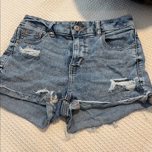 American Eagle Outfitters Blue Distressed Jean Shorts